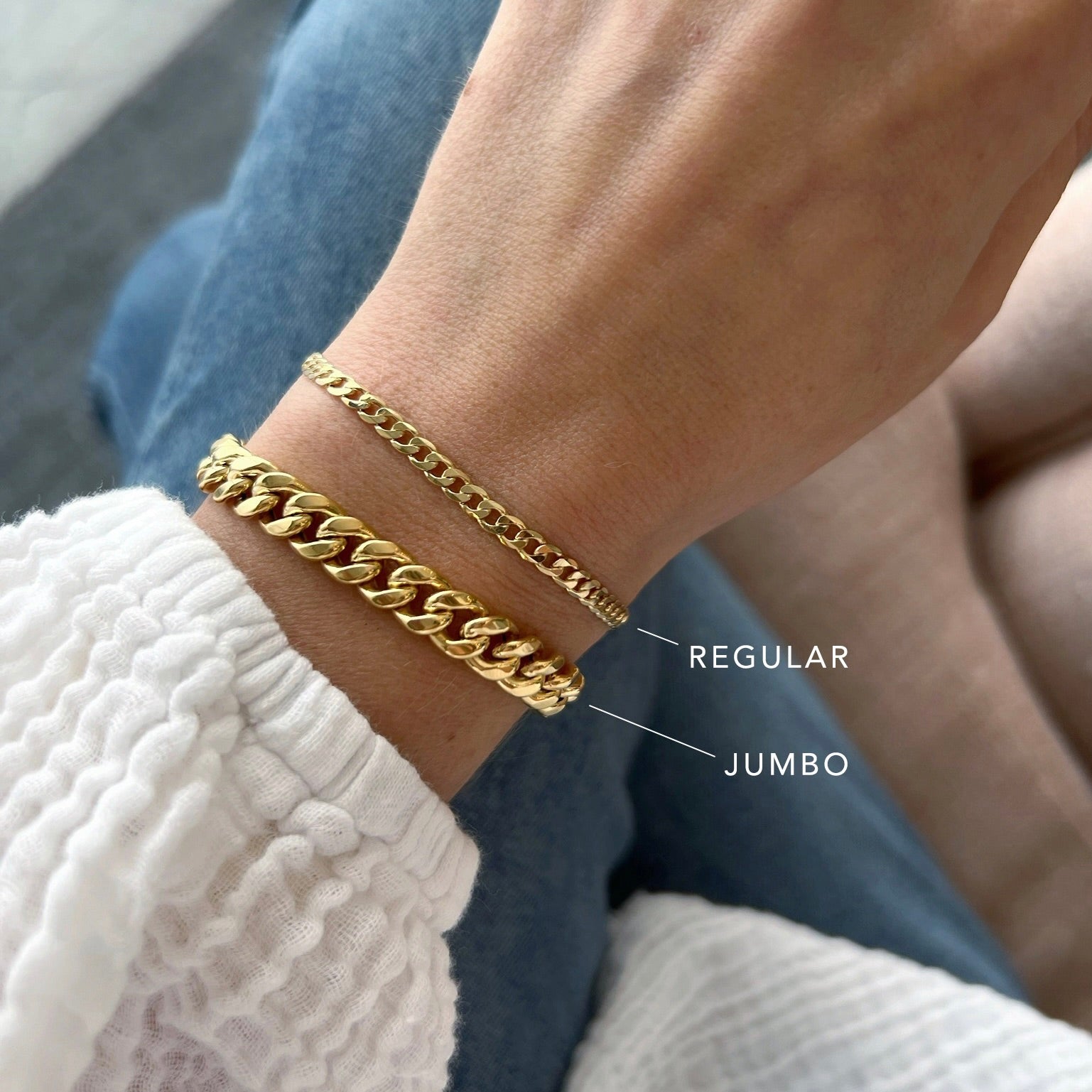 Curb Chain Bracelet size comparison