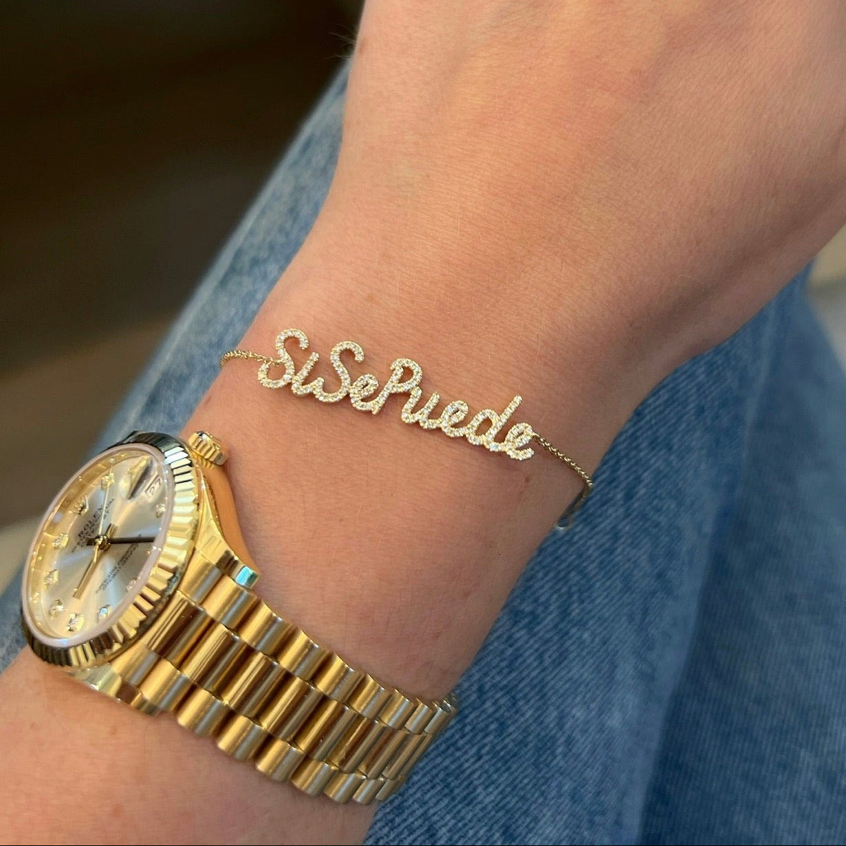Diamond Script Name Bracelet