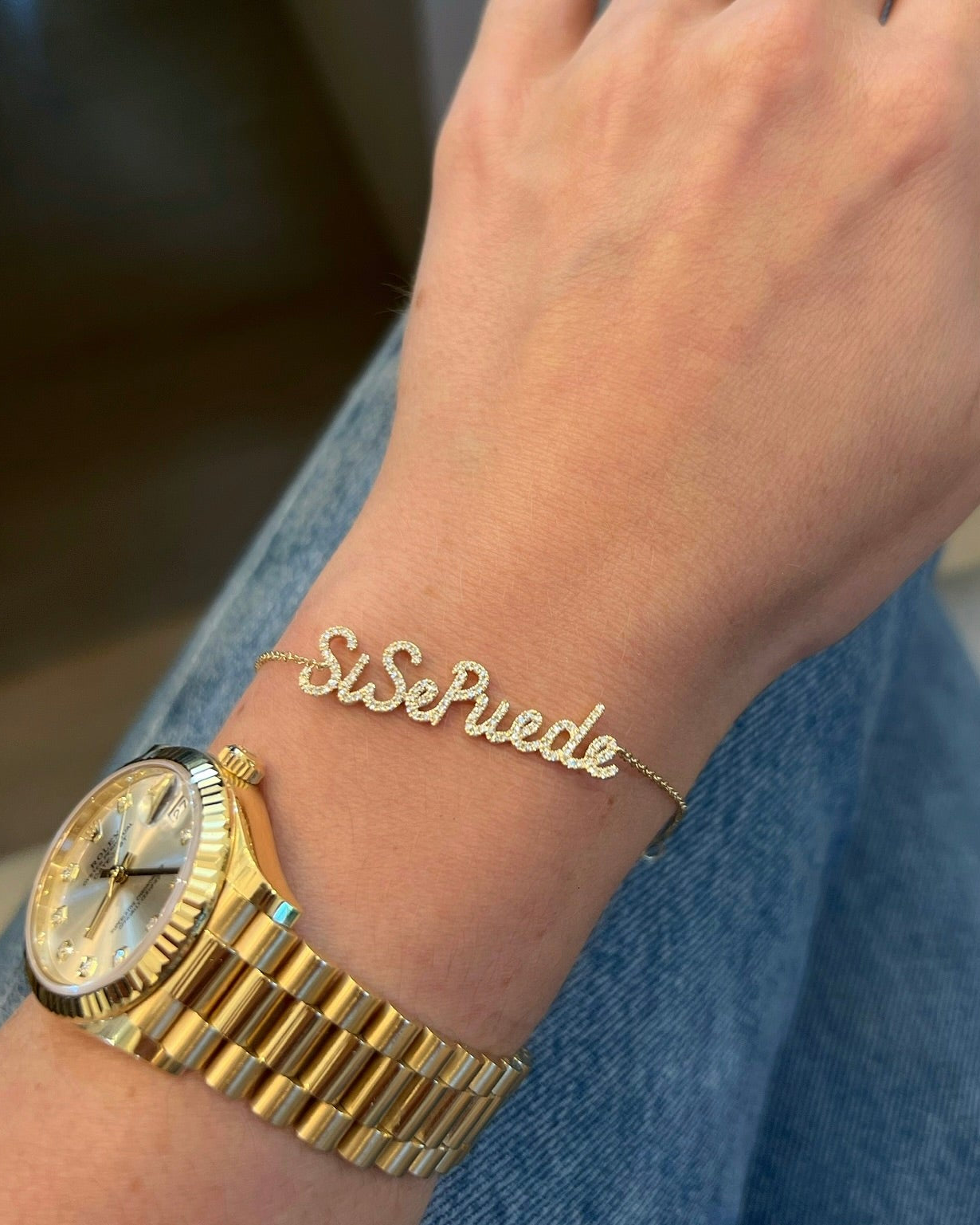 Diamond Script Name Bracelet