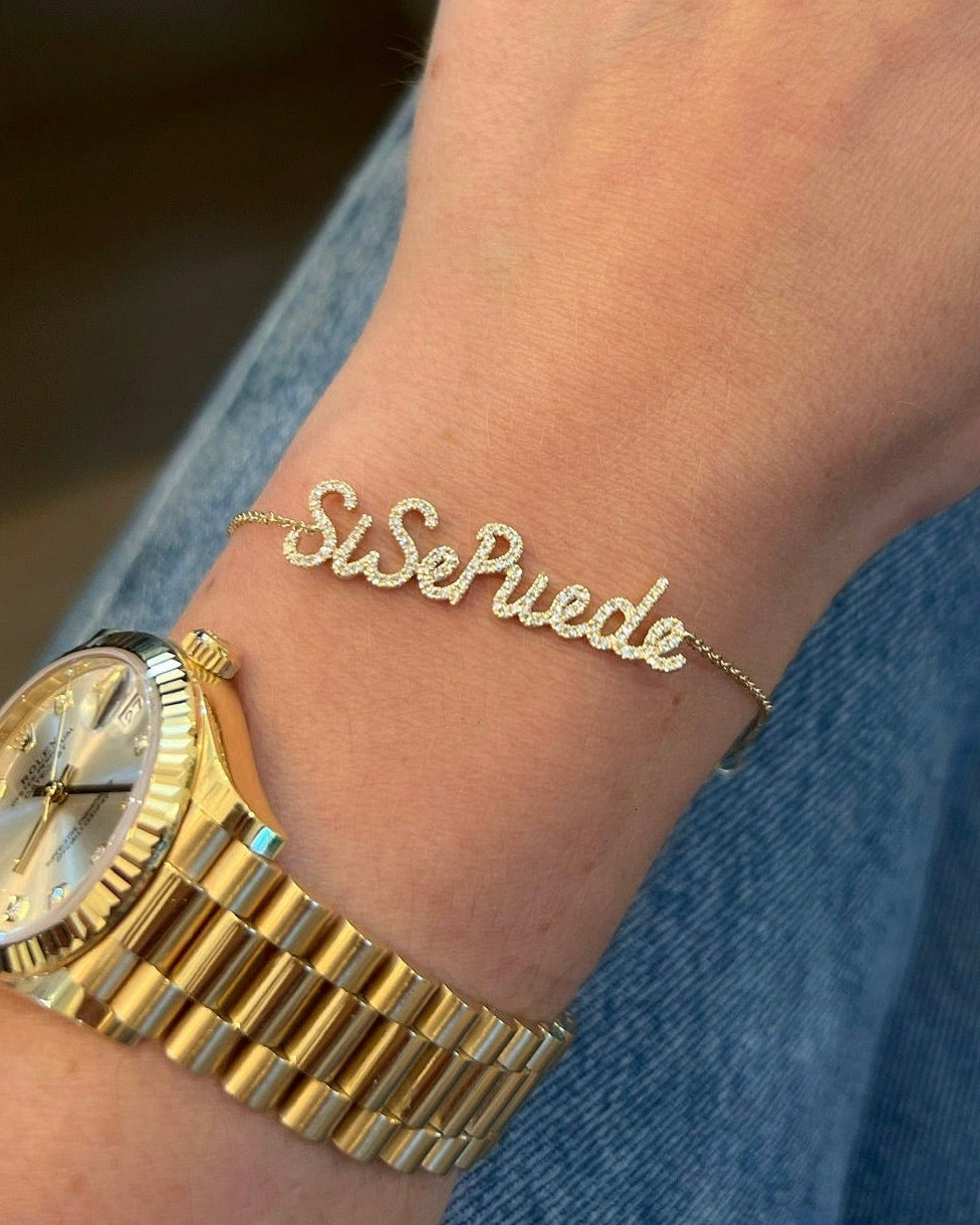 Diamond Script Name Bracelet