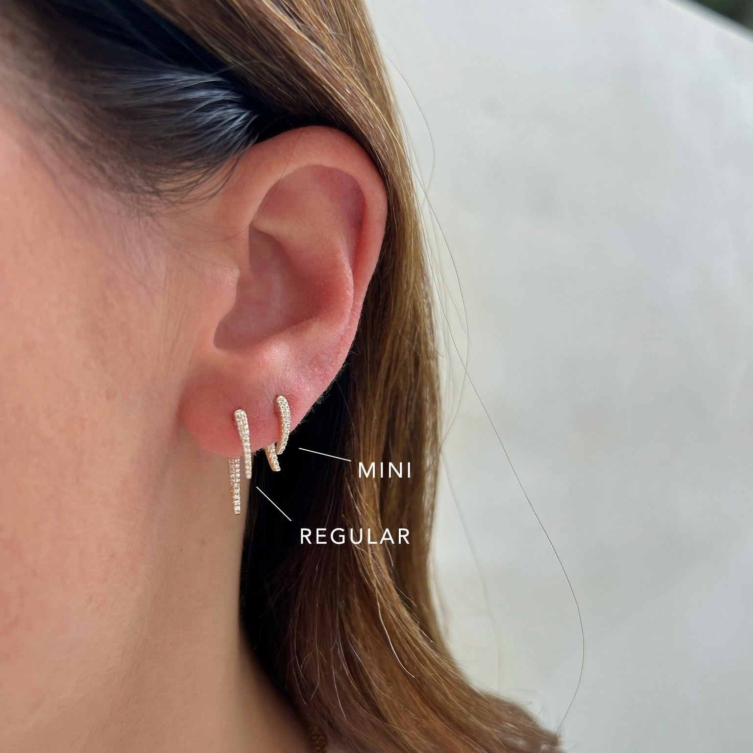 Diamond Hook Earring size comparison 