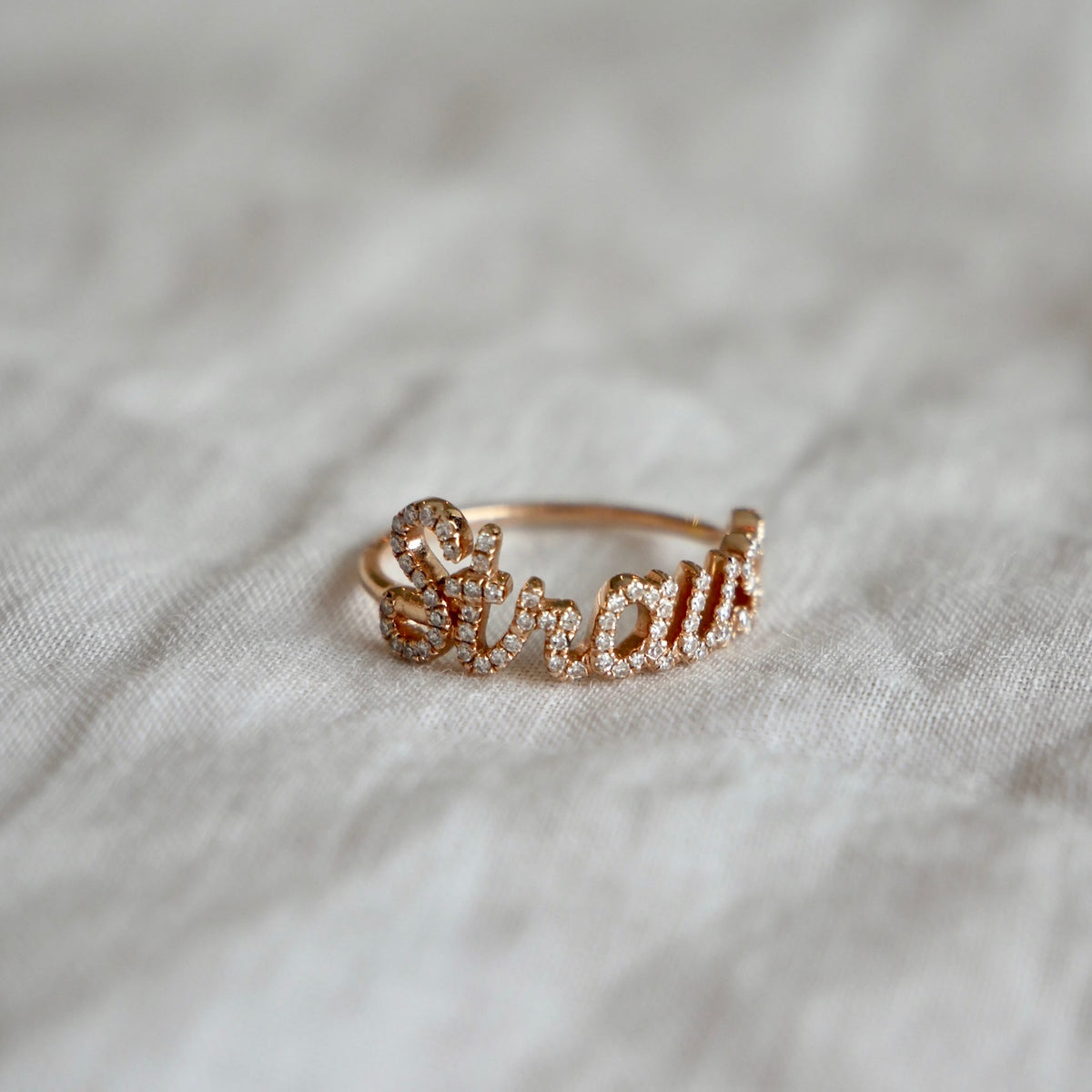 Diamond Script Name Ring