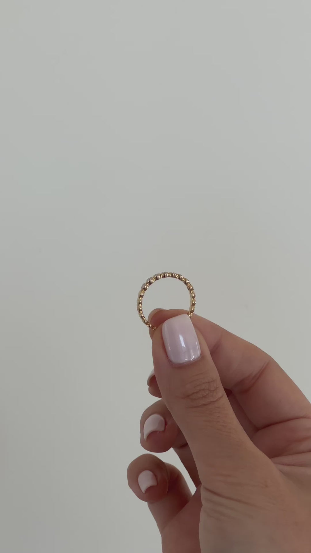 diamond bezel stack ring styled on ring finger of model with no audio