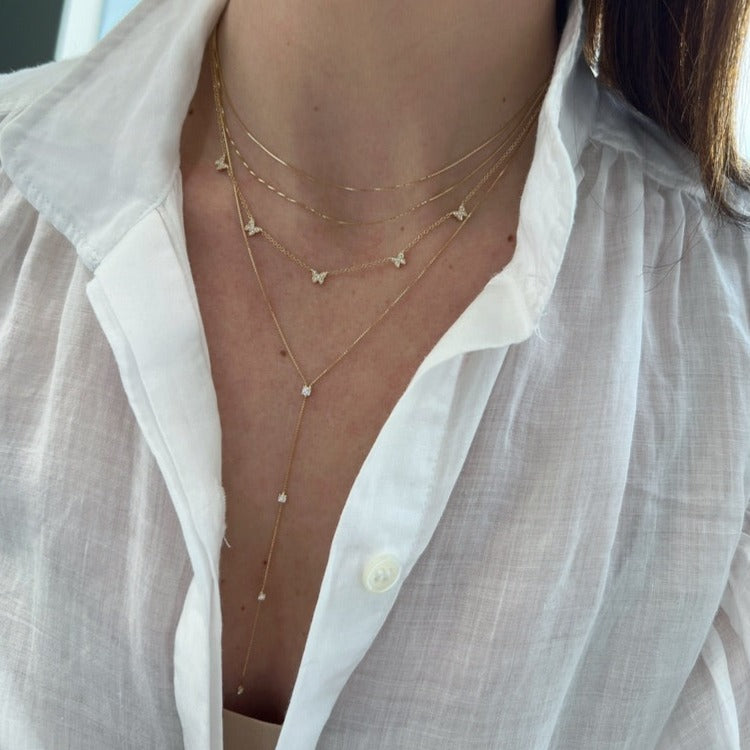 Diamond Callae Lariat Necklace Styled On The Body