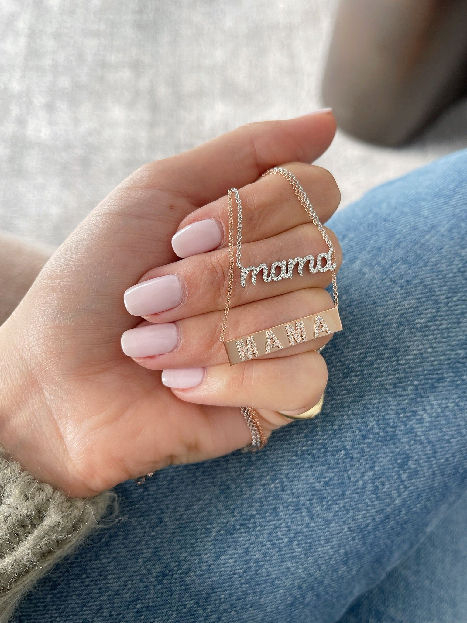 Diamond Mama Nameplate Necklace