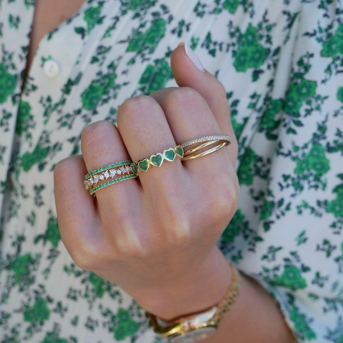 Half Diamond Multifaceted Ring