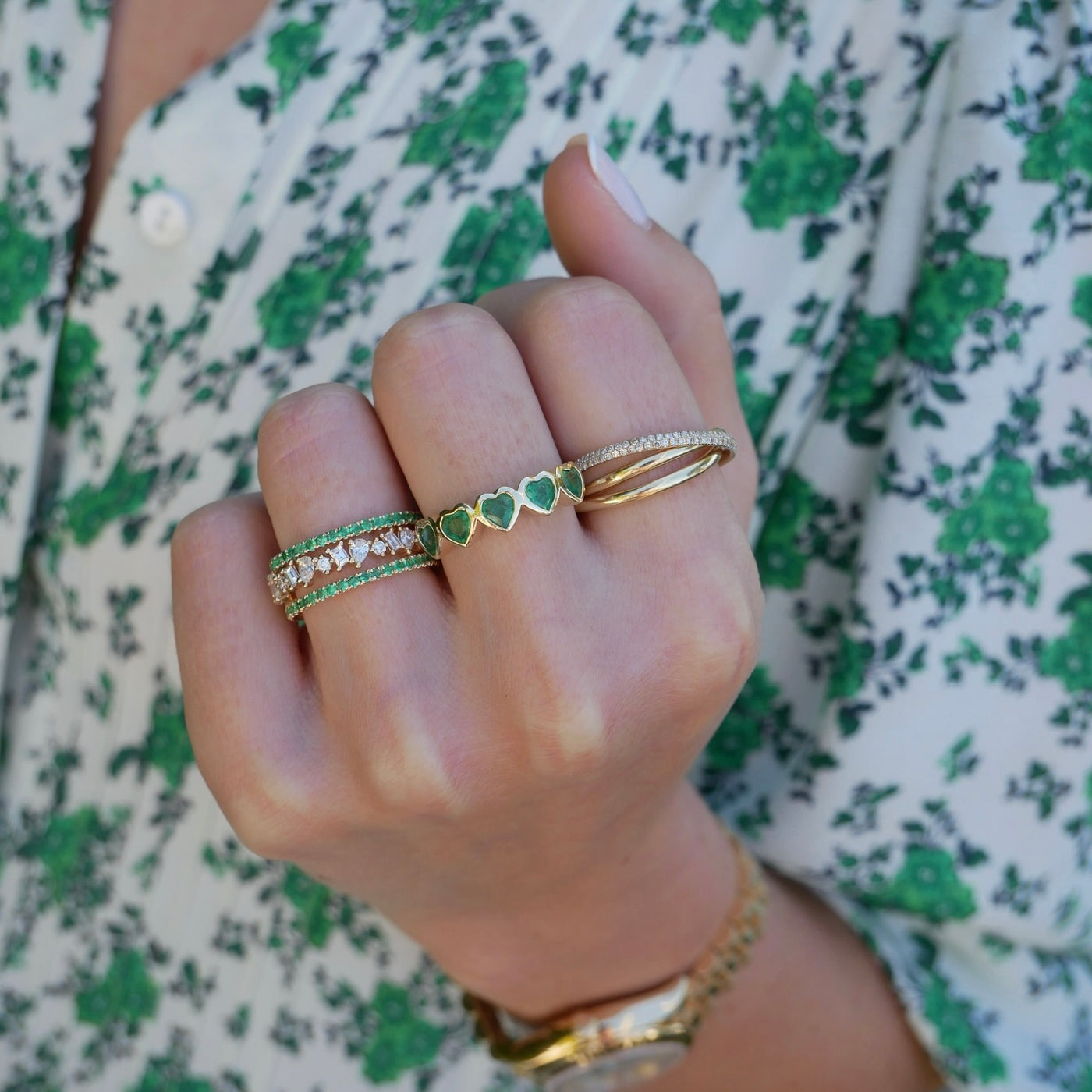 Half Diamond Multifaceted Ring