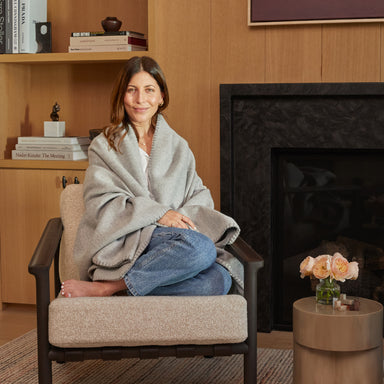Light Grey & Slate Reversible stitch throw blanket styled