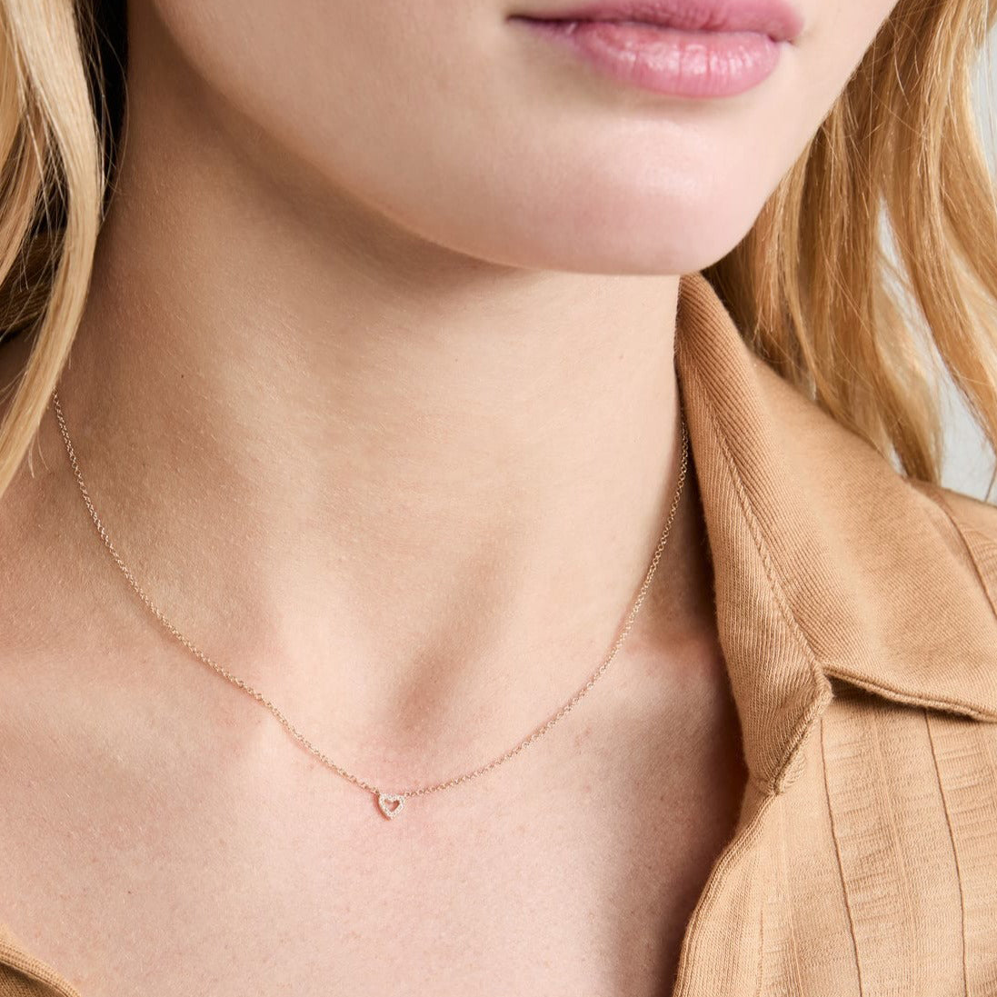 Diamond Baby Open Heart Necklace