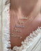 Script Diamond Custom Initial Necklace styled on the neck in Yellow gold and white gold