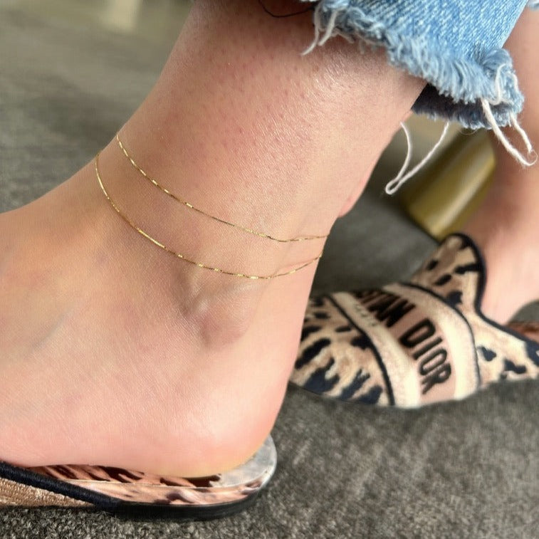 Double Strand Liquid Gold Anklet — EF Collection®1