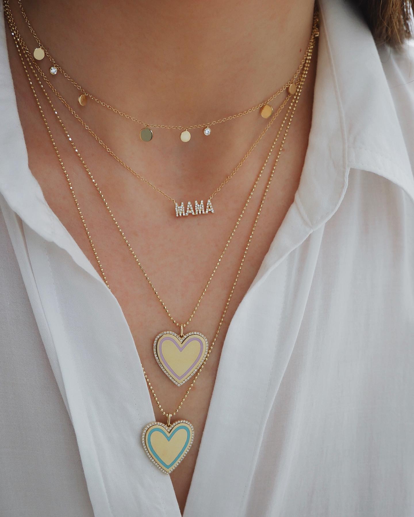 Diamond Block Mama Necklace