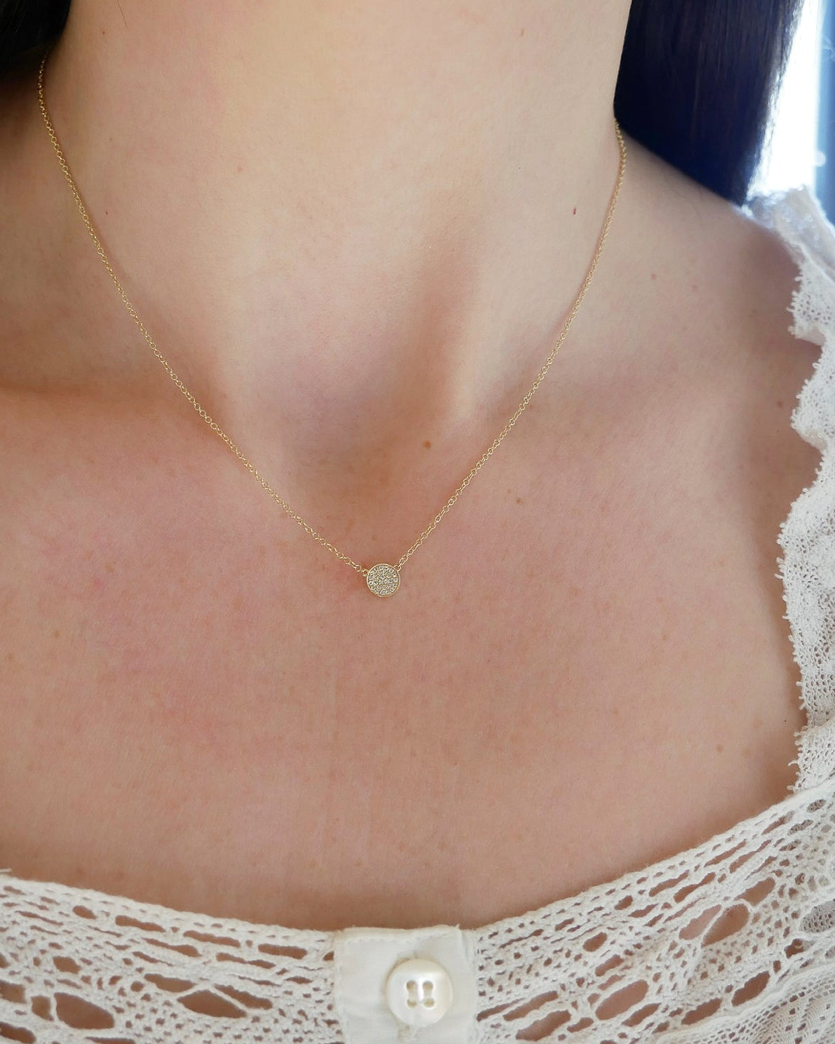Diamond Mini Disc Necklace