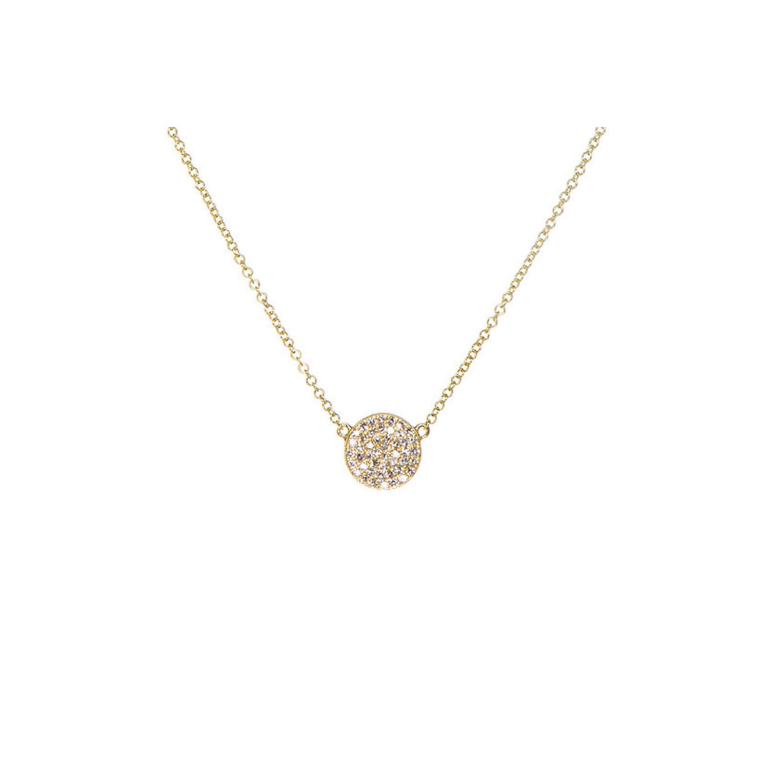 Diamond Disc Necklace in 14k yellow gold