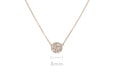 Diamond Disc Necklace in 14k yellow gold with size diagram of pendant being 8mm