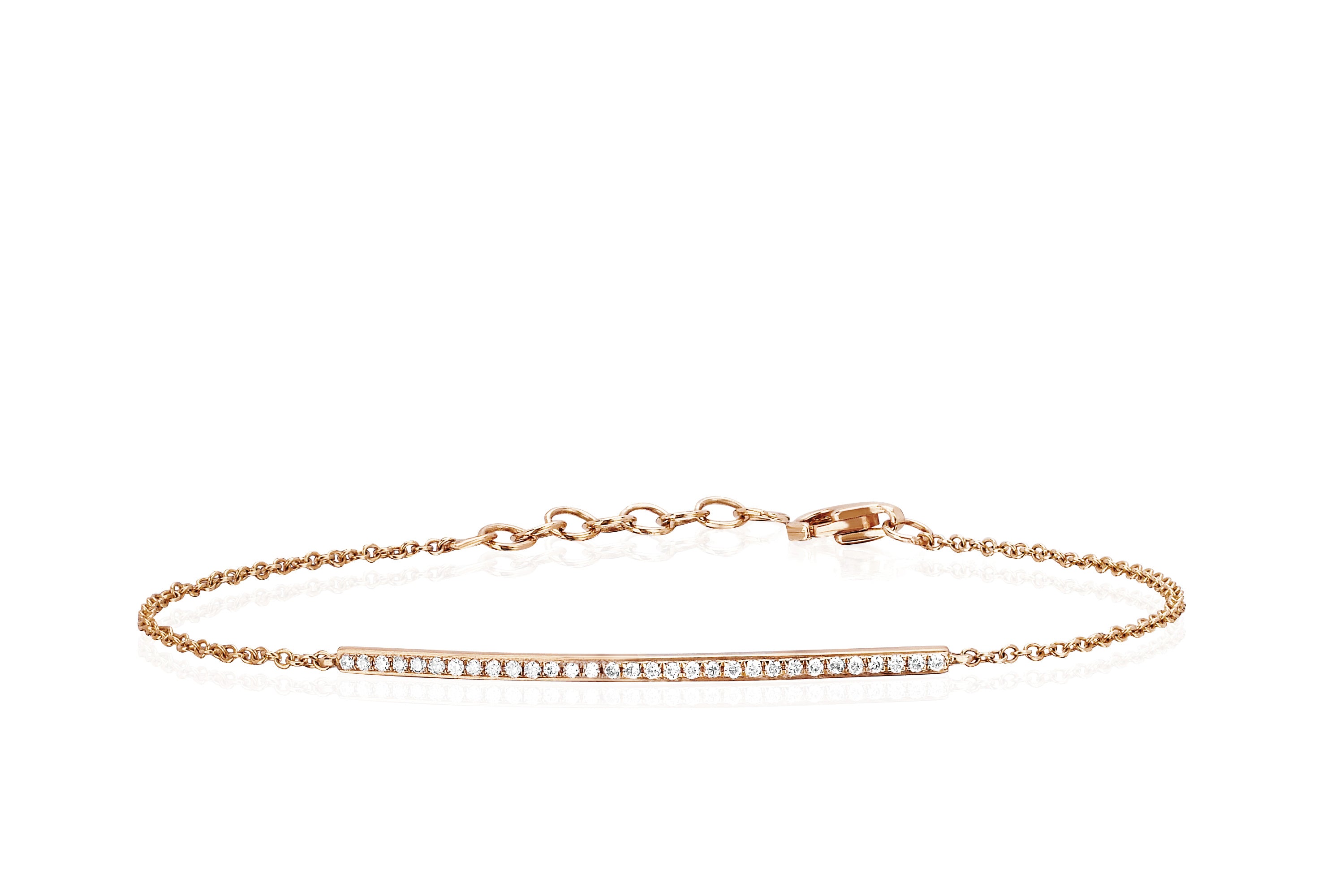 Diamond Bar Chain Bracelet in 14k Rose Gold