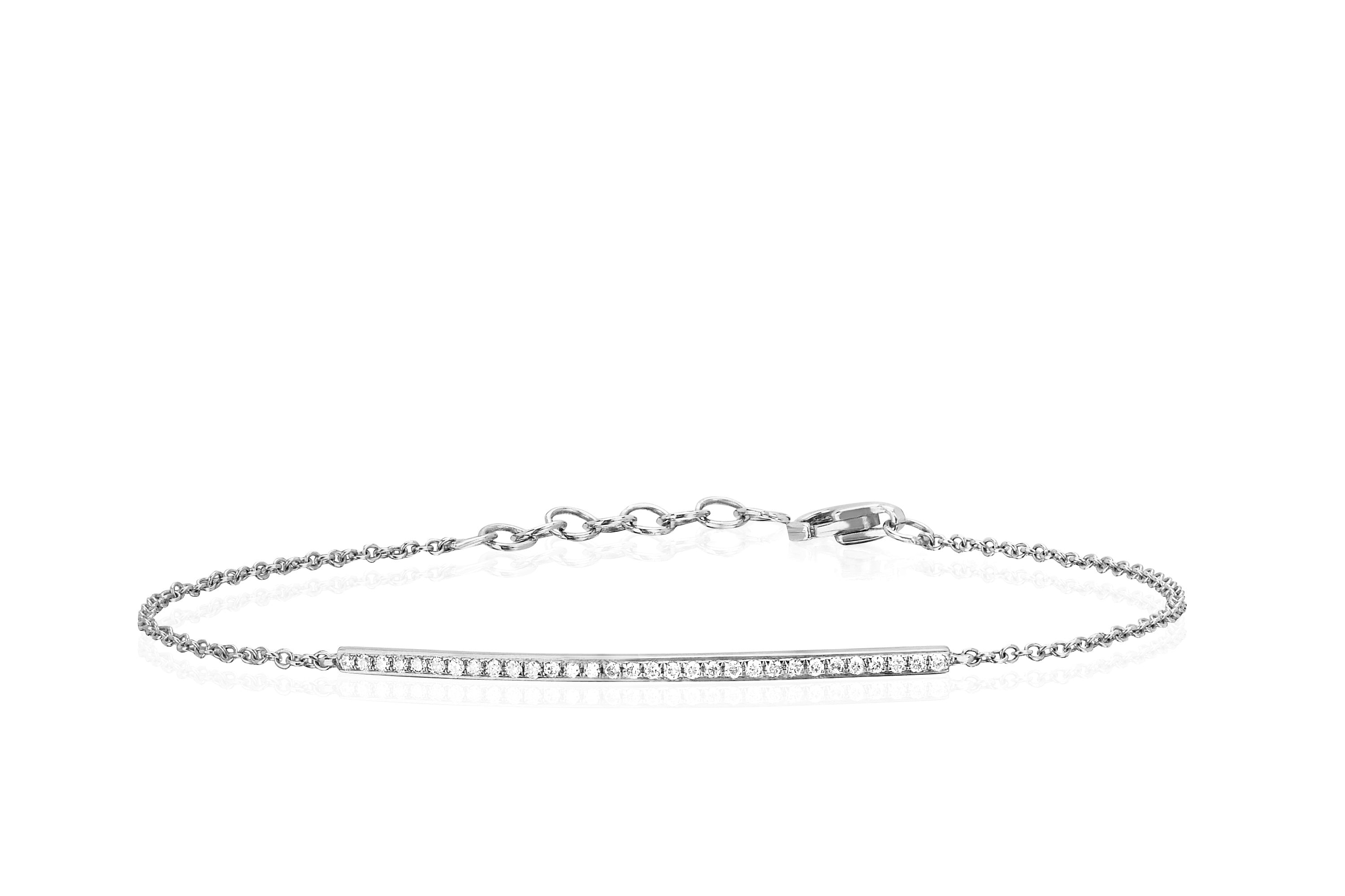 Diamond Bar Chain Bracelet in 14k White Gold
