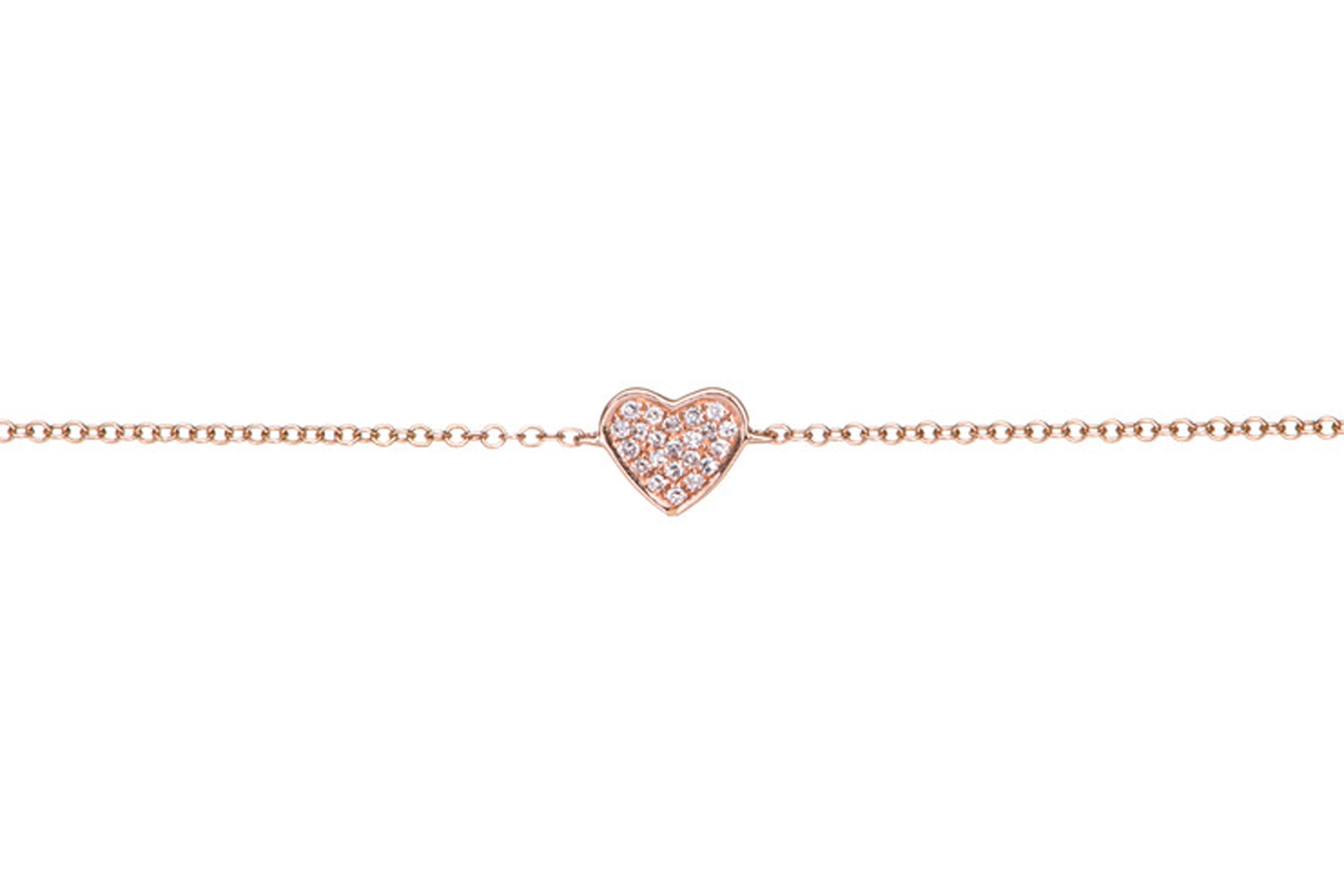 Diamond Heart Chain Bracelet in 14k Rose Gold