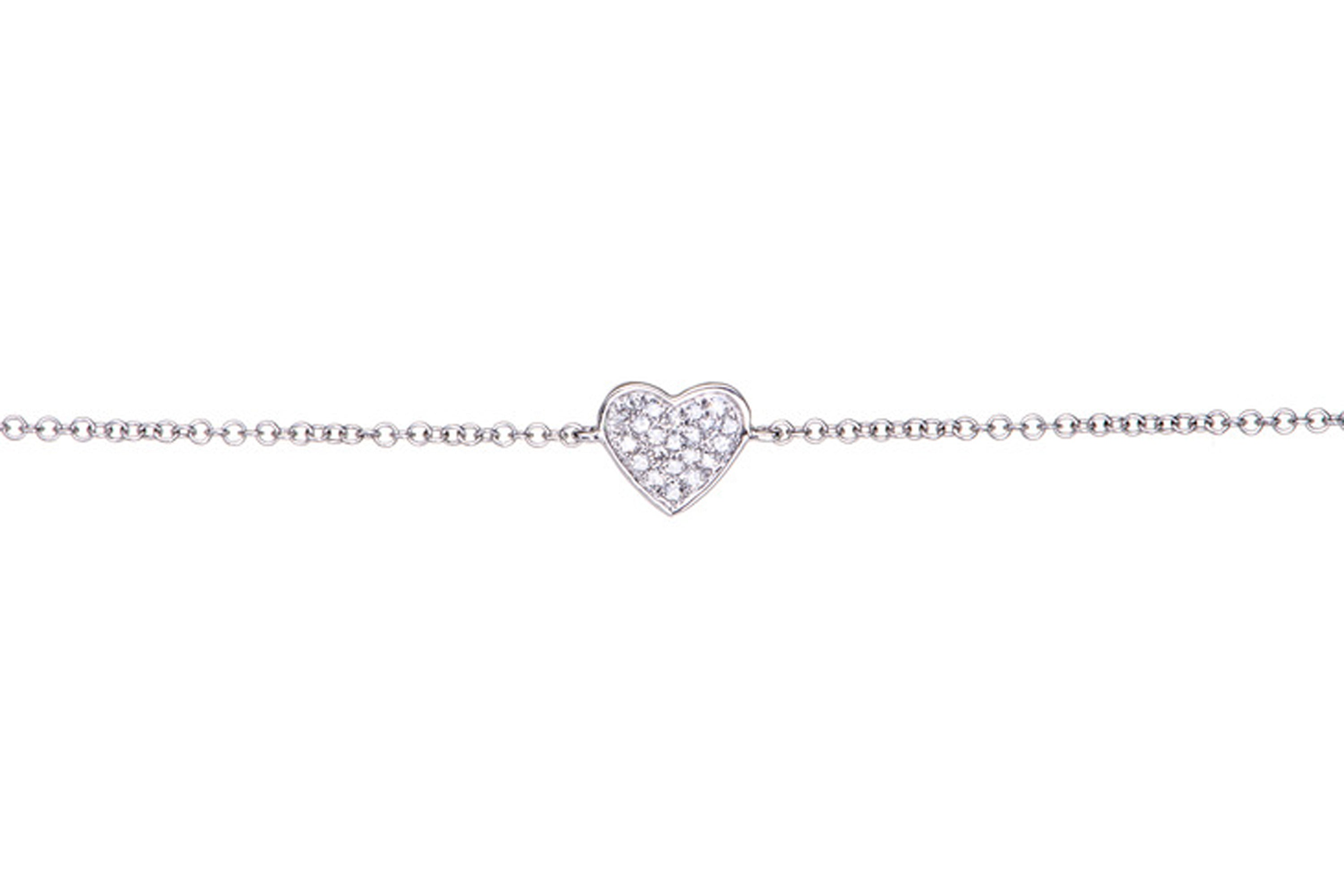 Diamond Heart Chain Bracelet in 14k White Gold