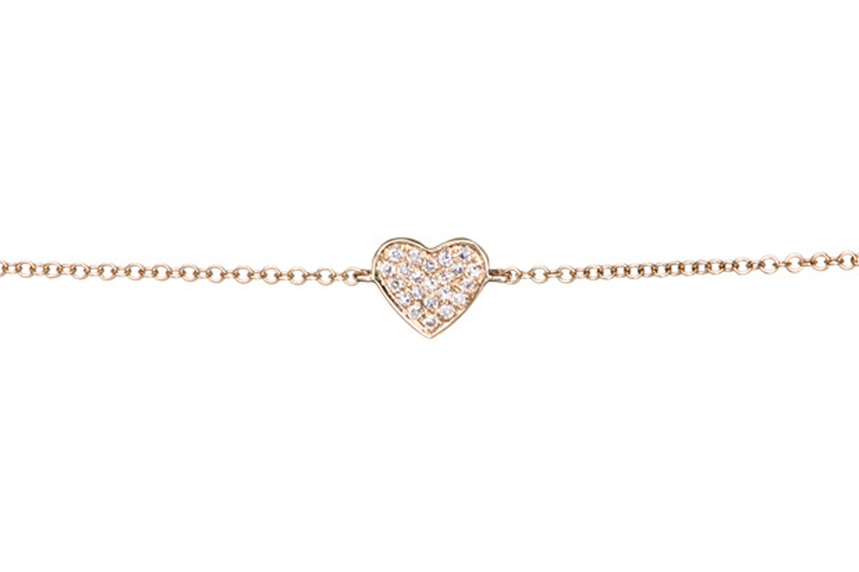 Diamond Heart Chain Bracelet in 14k Yellow Gold