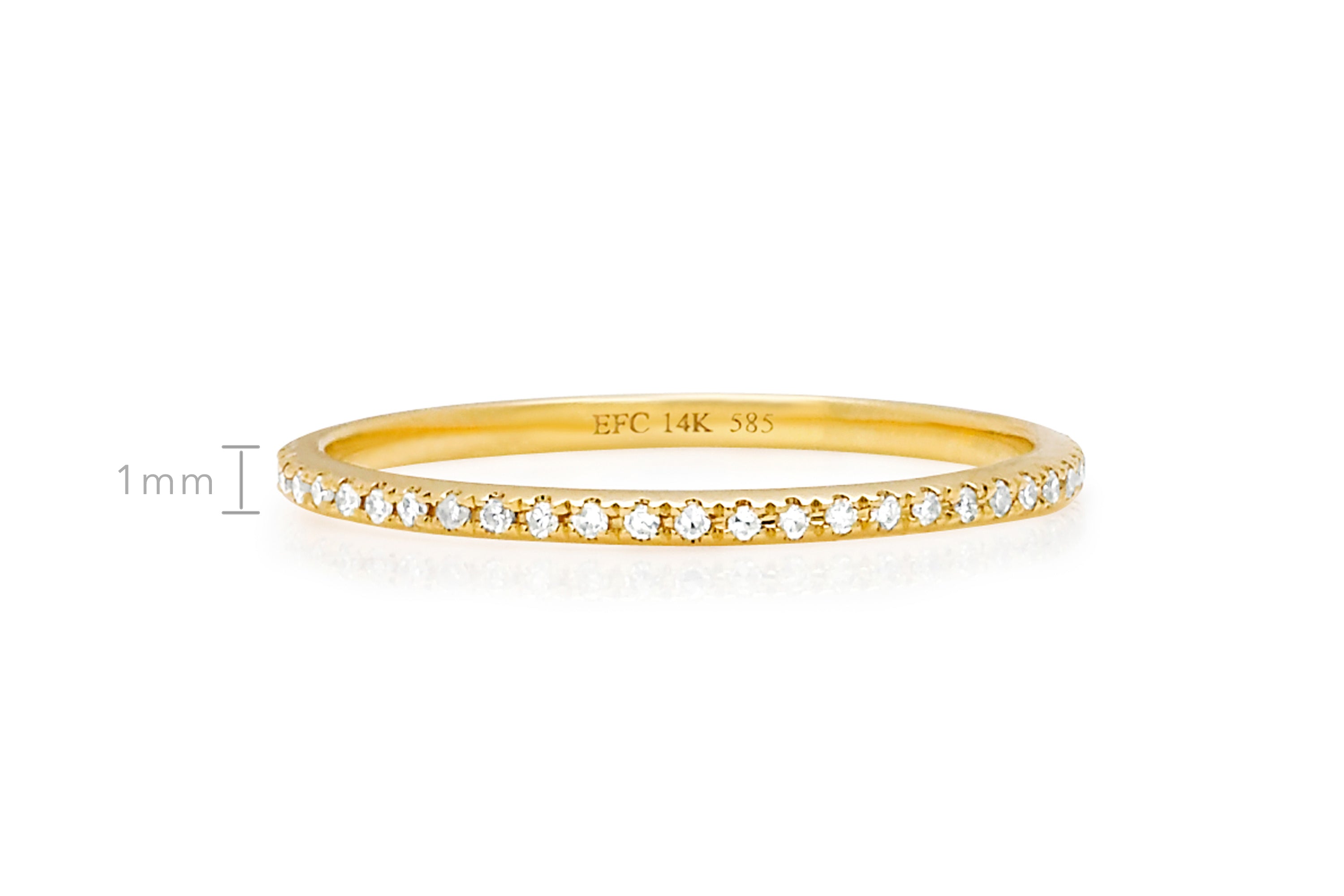 Diamond Eternity Band Ring in 14k yellow gold with 1mm height diagram
