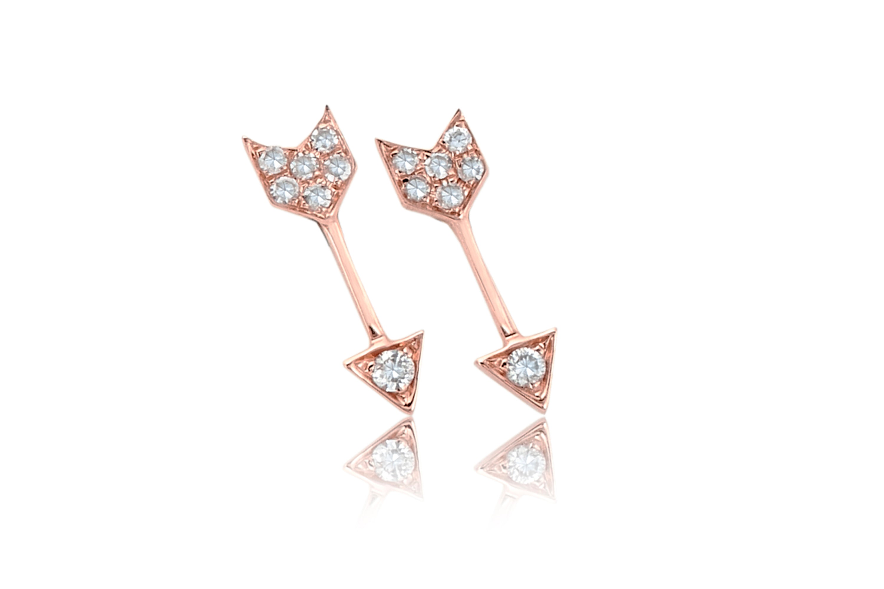 Diamond Mini Arrow Stud Earring in 14k rose gold
