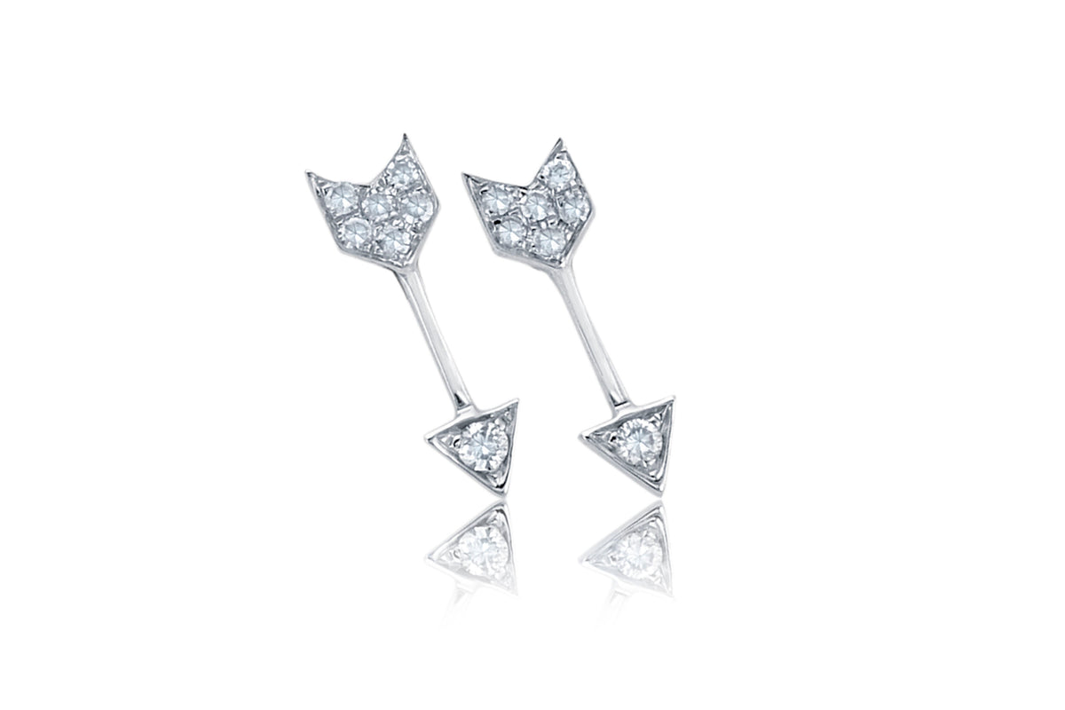 Diamond Mini Arrow Stud Earring in 14k white gold