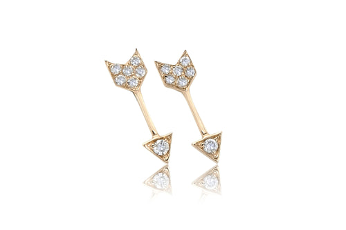 Diamond Mini Arrow Stud Earring in 14k yellow gold