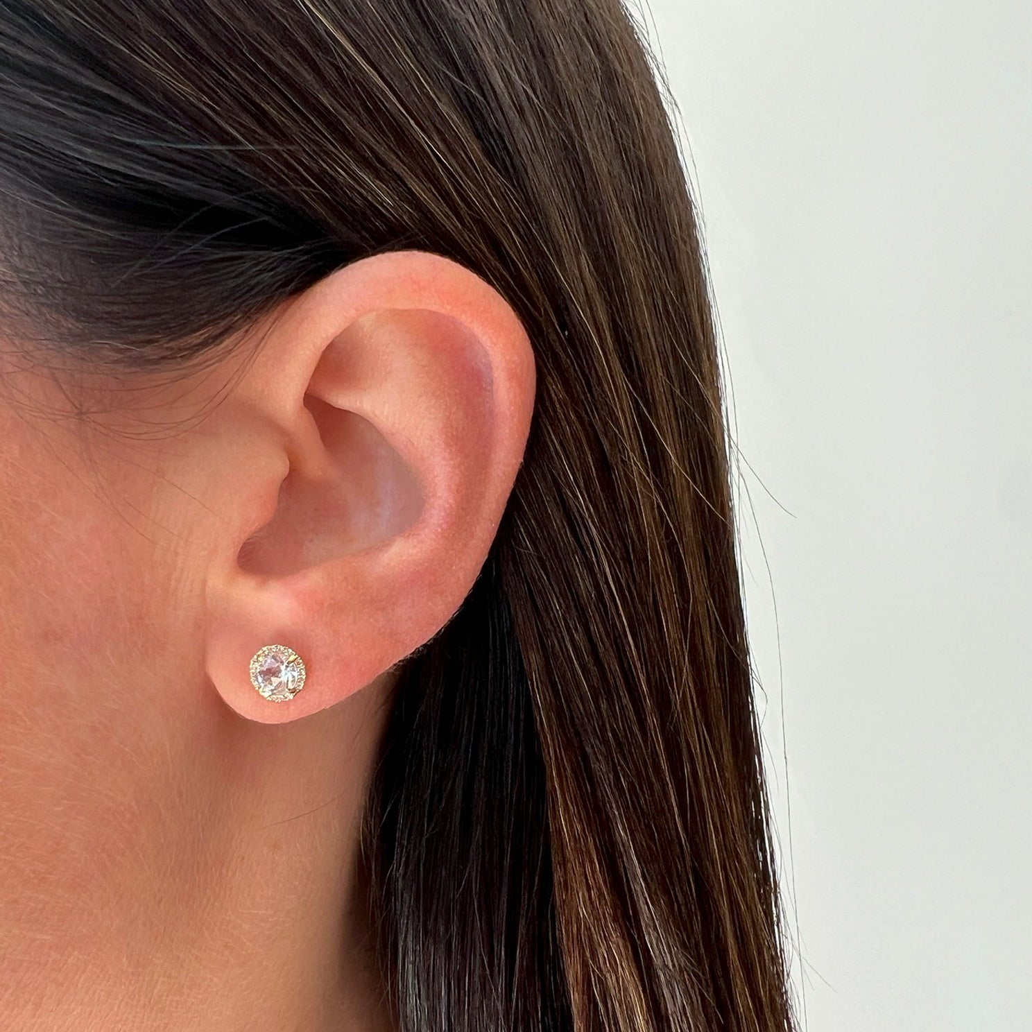White quartz hotsell stud earrings