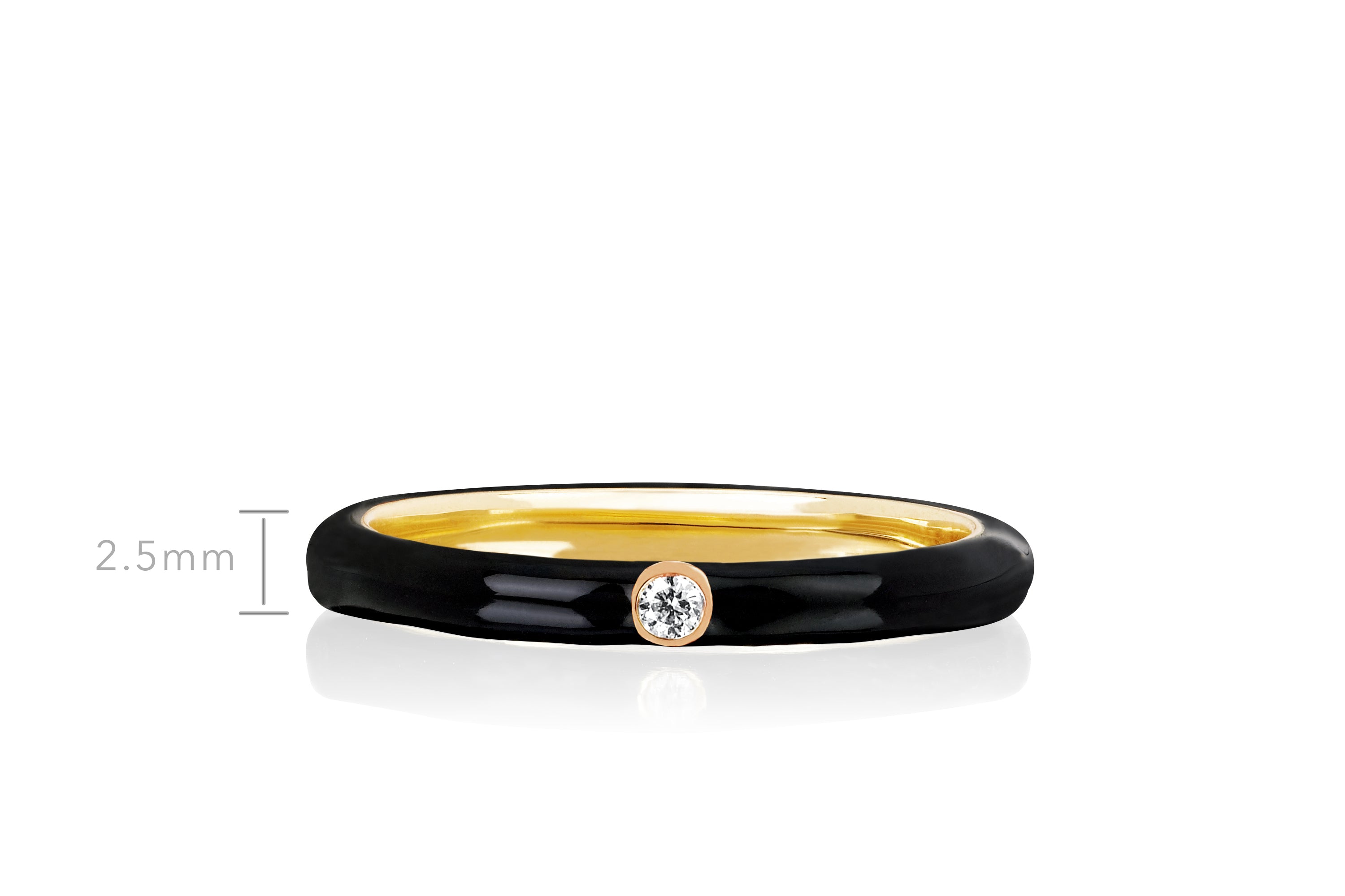 Jumbo Single Diamond Black Enamel Stack Ring