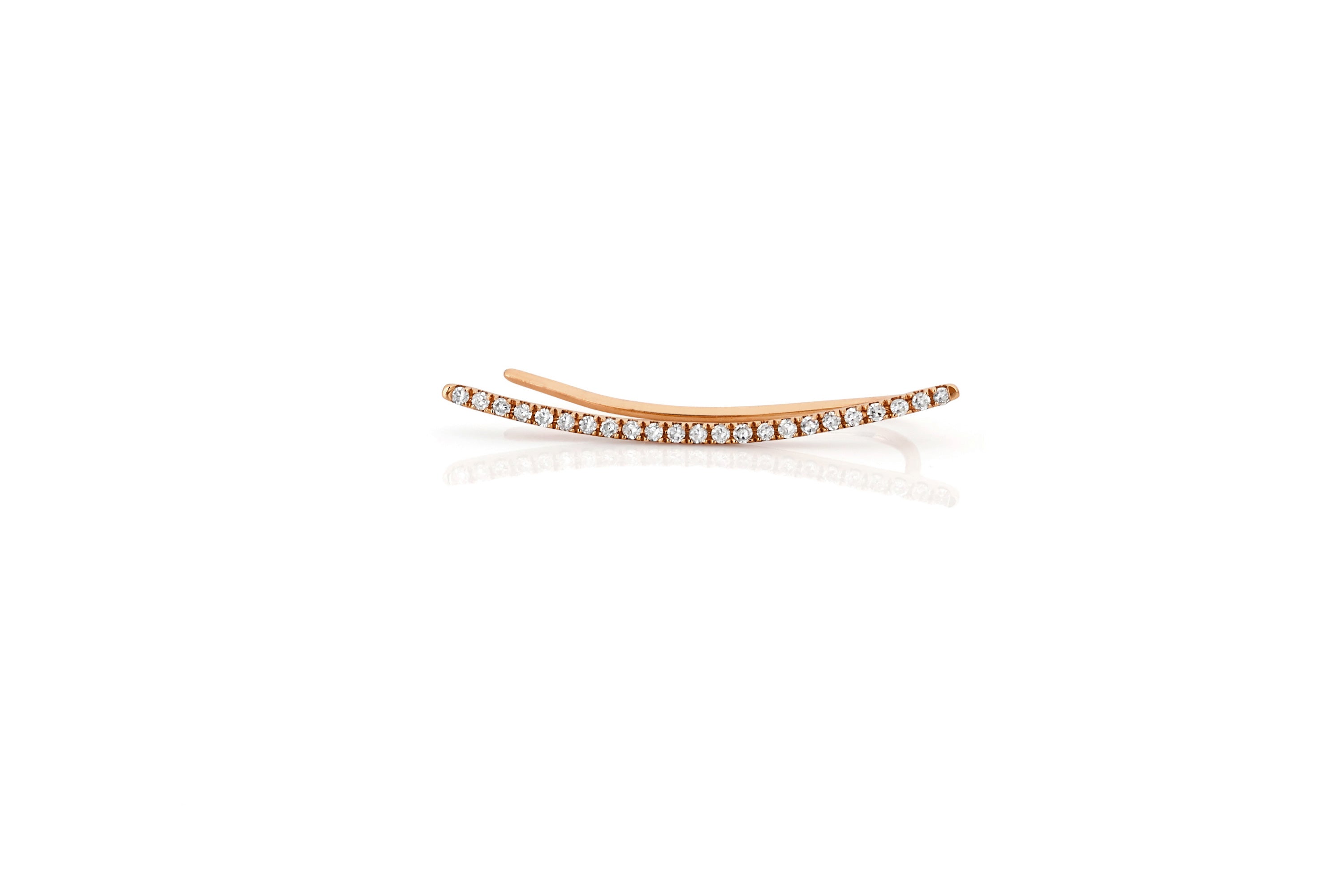EF Collection Diamond Curved Bar Ear Cuff in 14k Rose Gold