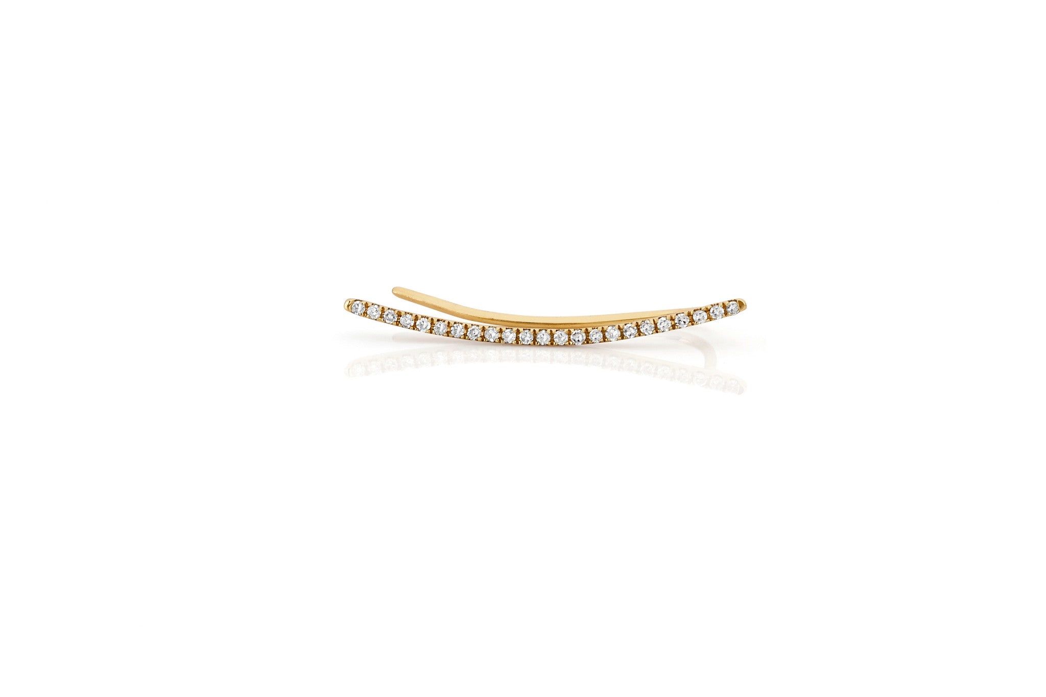 EF Collection Diamond Curved Bar Ear Cuff in 14k Yellow Gold