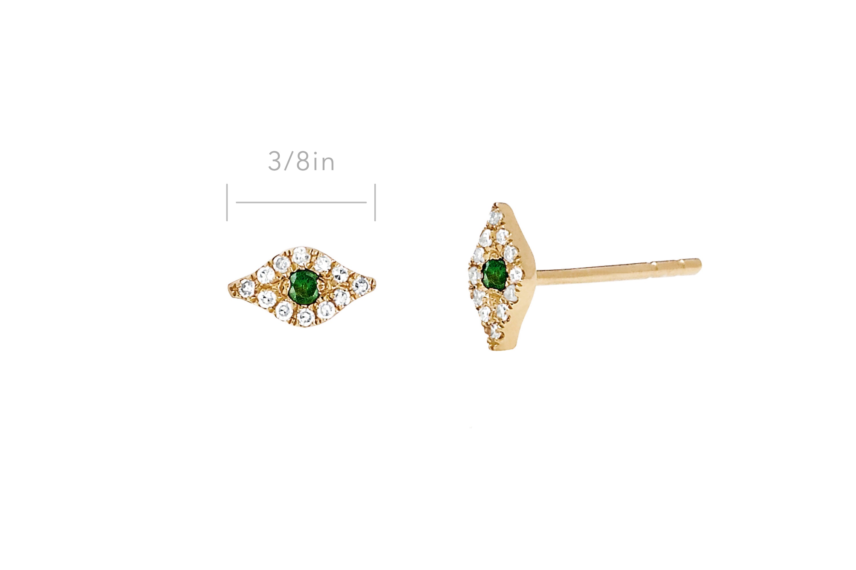 Diamond & Tsavorite Mini Evil Eye Stud Earring
