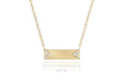 Diamond Double Triangle Mini Nameplate Necklace in 14k yellow gold with half inch measurement of pendant displayed