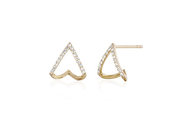 Diamond Chevron Huggie Earring in 14k yellow gold