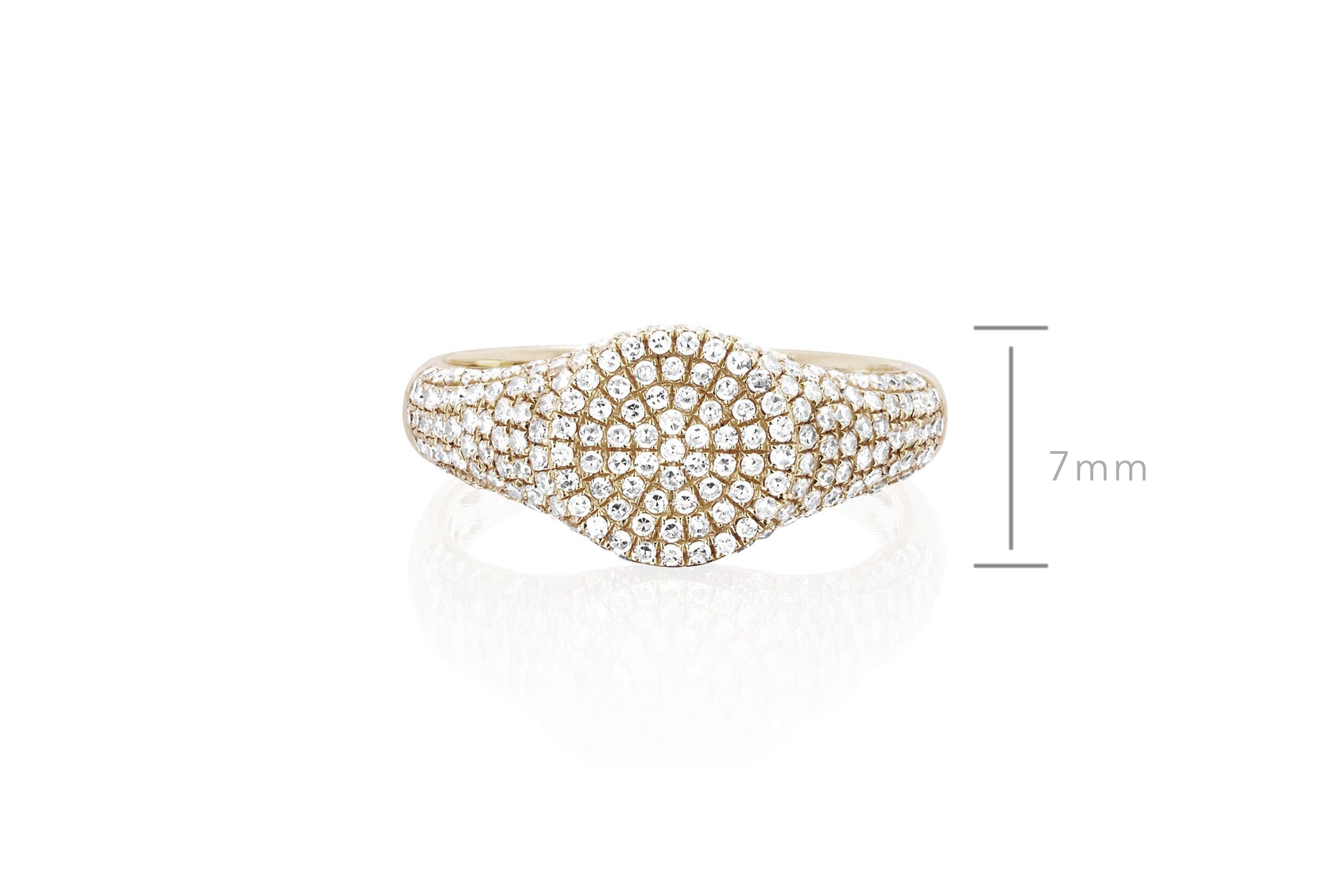 Diamond Signet Ring in 14k yellow gold with measurement of 7mm height