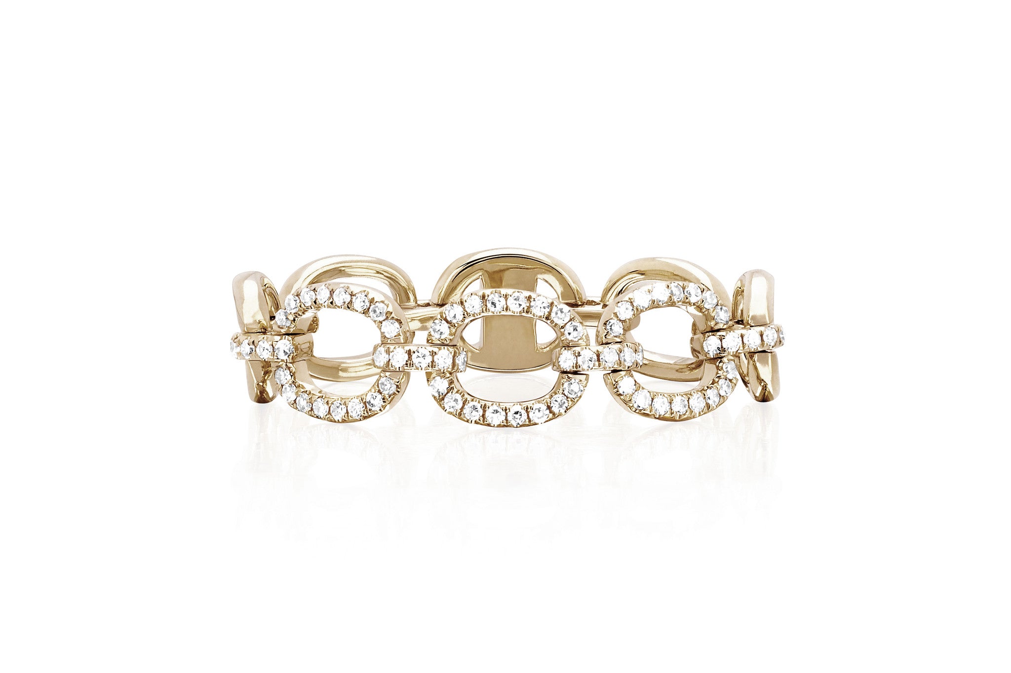 EF Collection Half Diamond Chain Link Ring