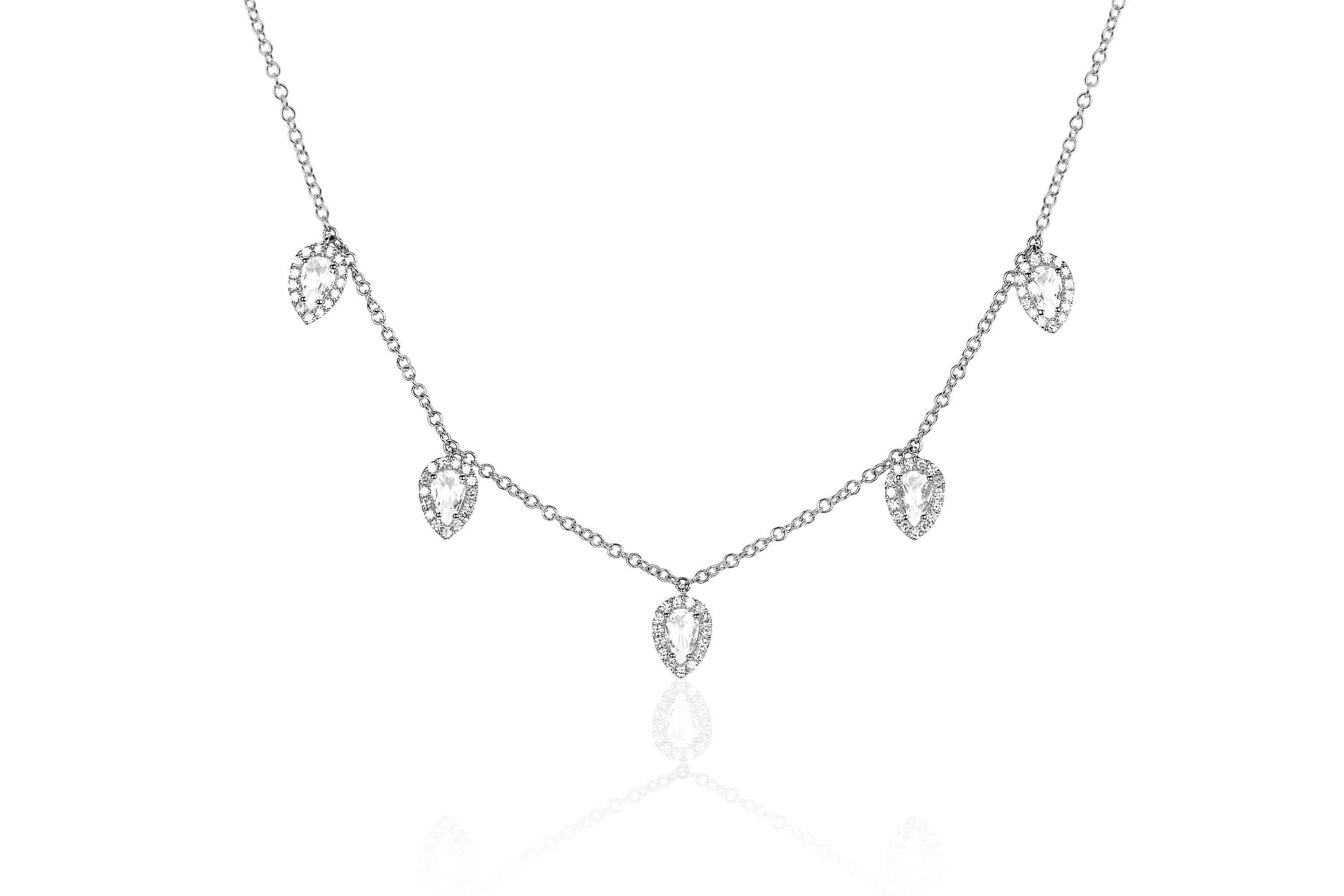 Diamond White Topaz 5 Teardrop Choker