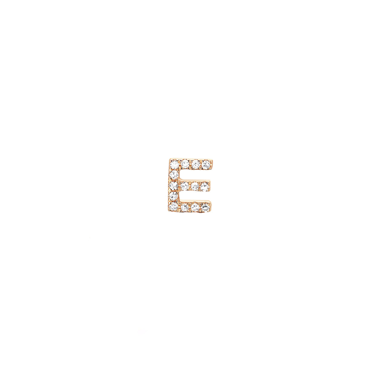 Diamond Initial Stud Earring in 14k rose gold with initial E