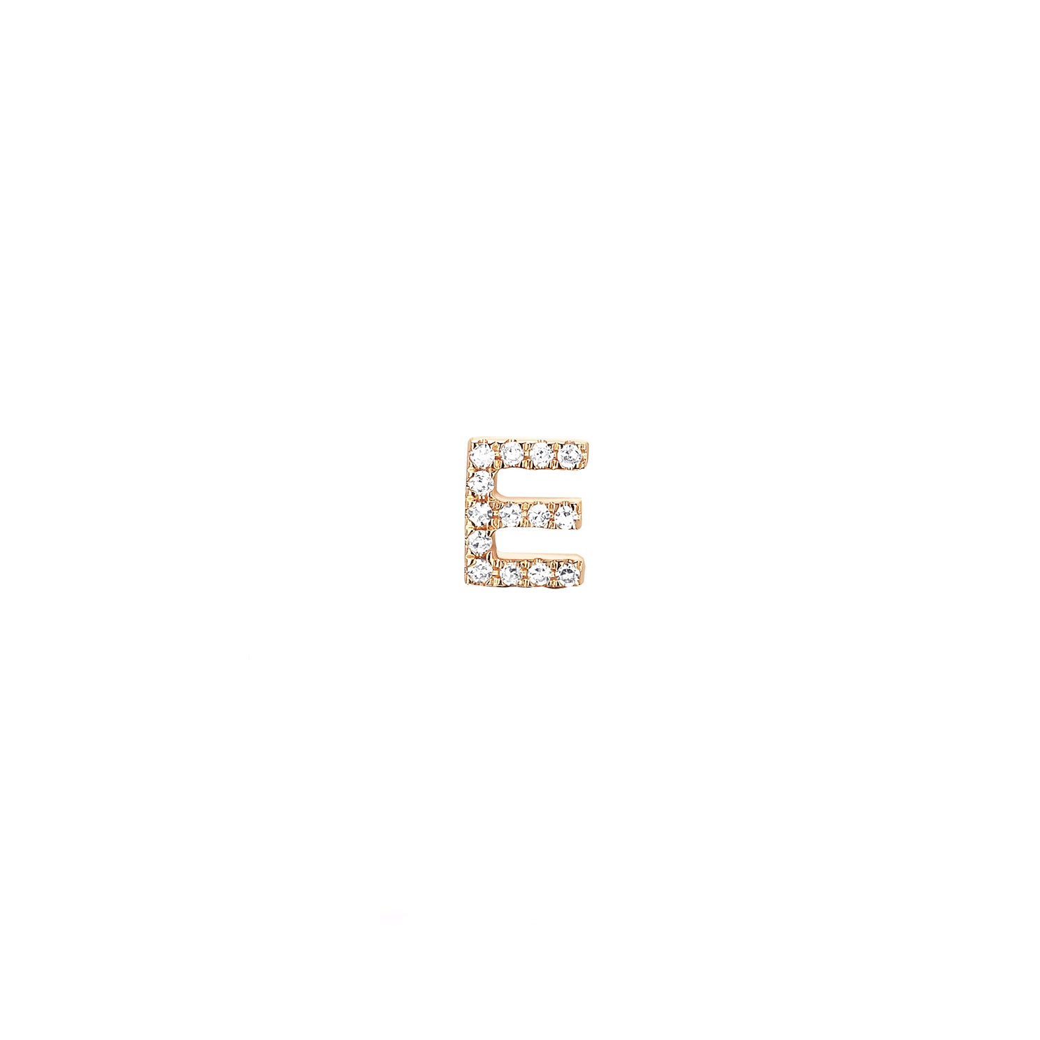 Diamond Initial Stud Earring in 14k rose gold with initial E