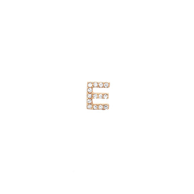 Diamond Initial Stud Earring in 14k rose gold with initial E