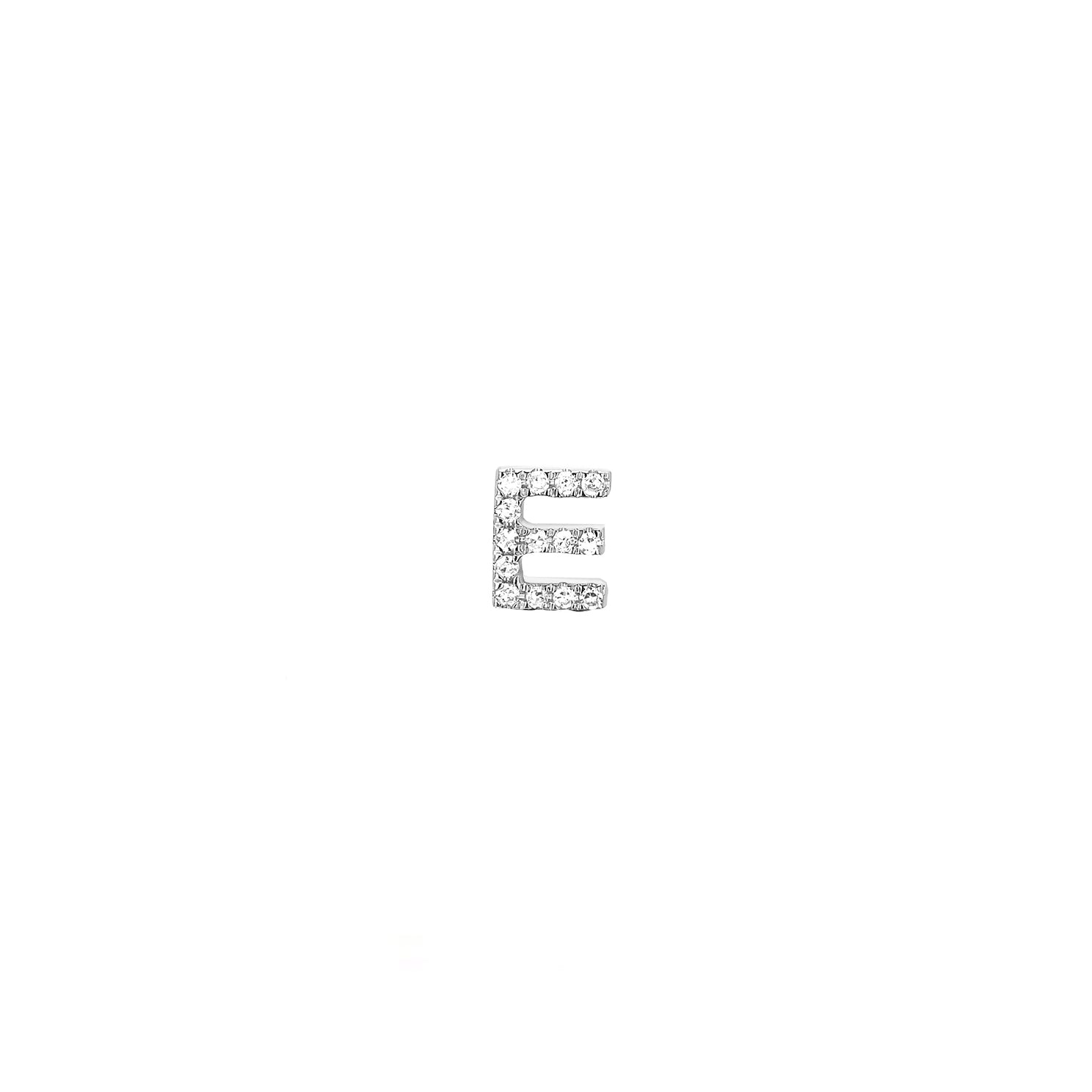 Diamond Initial Stud Earring in 14k white gold