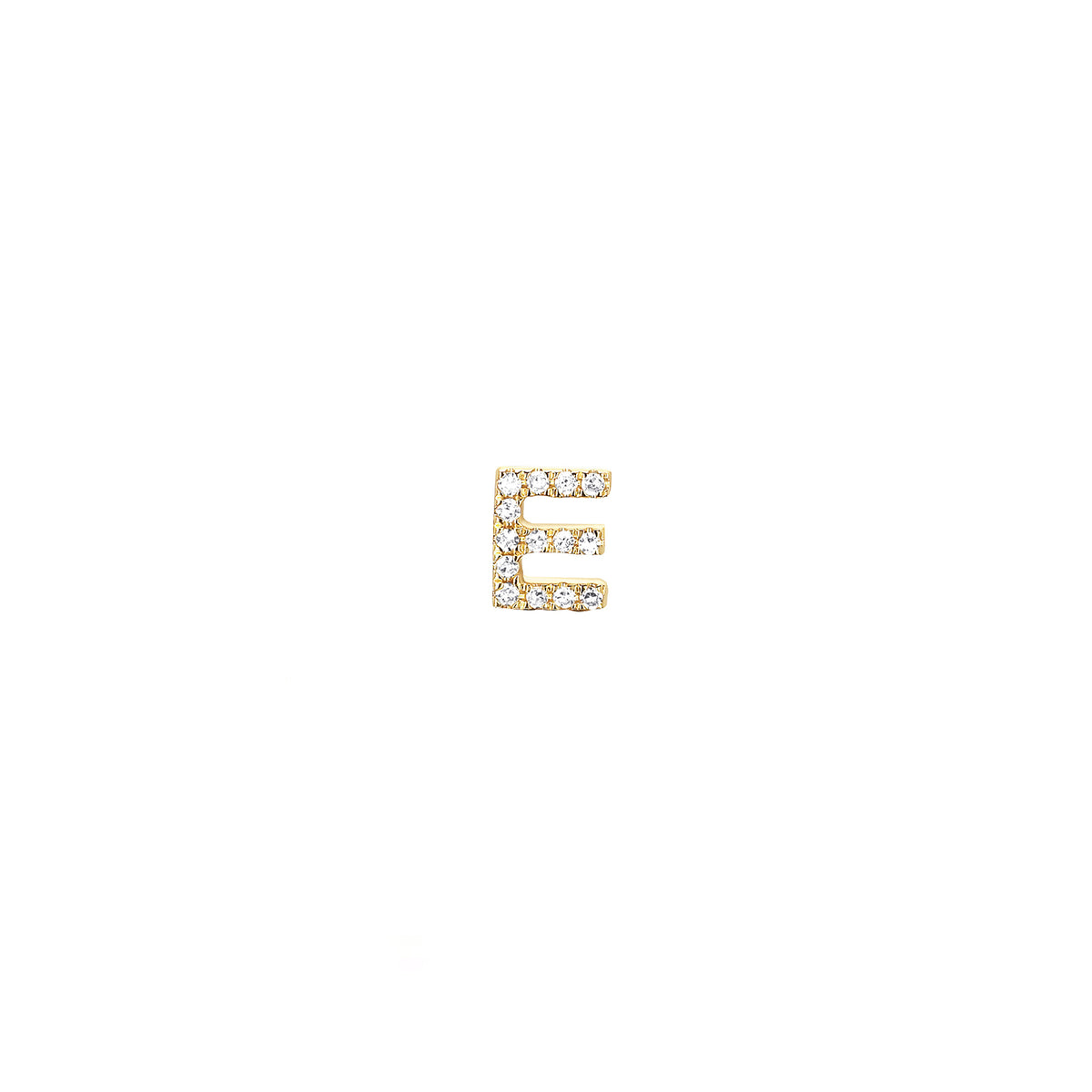 Diamond Initial Stud Earring in 14k yellow gold initial option E