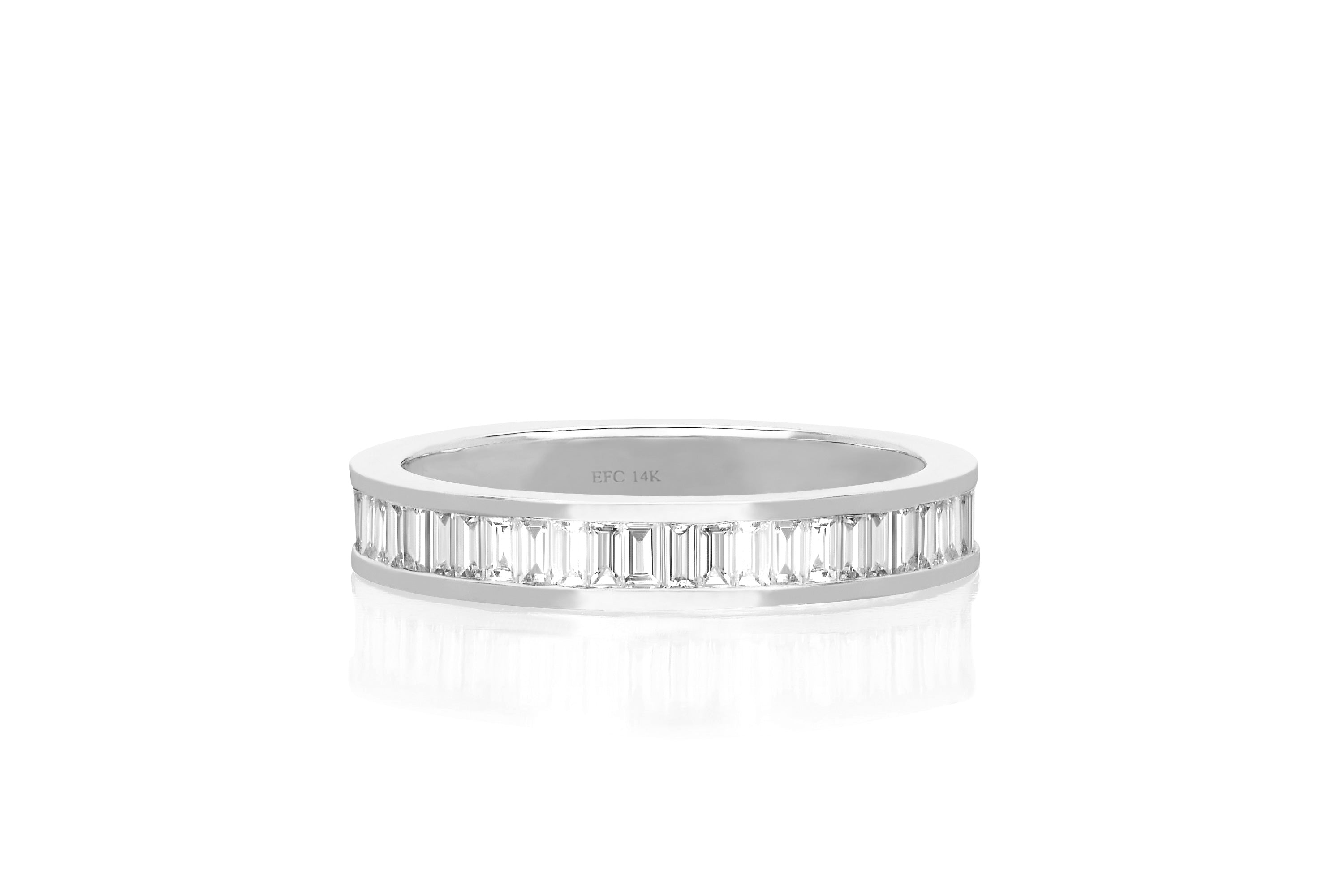 Half Diamond Channel Set Baguette Stack Ring