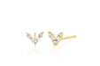 Diamond Baguette Chevron Stud Earring in 14k yellow gold