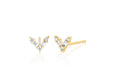 Diamond Baguette Chevron Stud Earring in 14k yellow gold