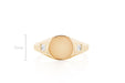 Diamond Baguette Signet Ring in 14k yellow gold with height measurement of 7mm