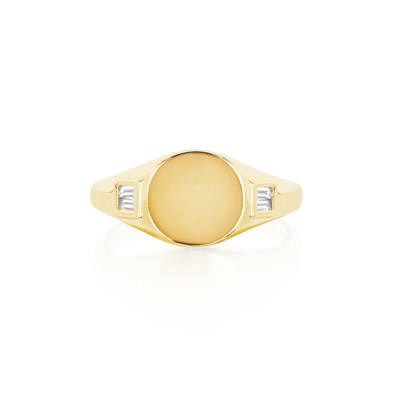 Diamond Baguette Signet Ring in 14k yellow gold