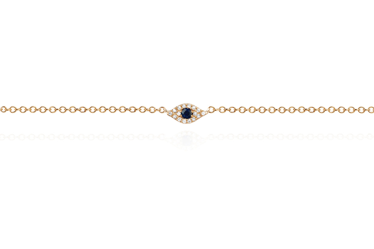 Diamond Evil Eye Anklet in 14k rose gold