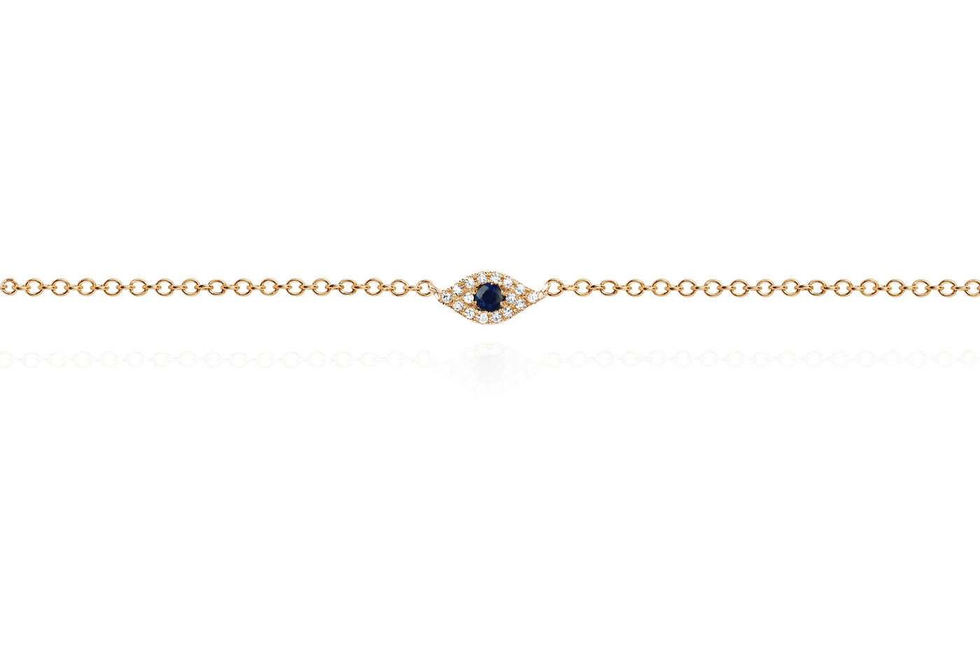 Diamond Evil Eye Anklet in 14k rose gold